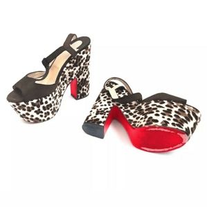 CHRISTIAN LOUBOUTIN LEOPARD CALF HAIR PLATFORM 16